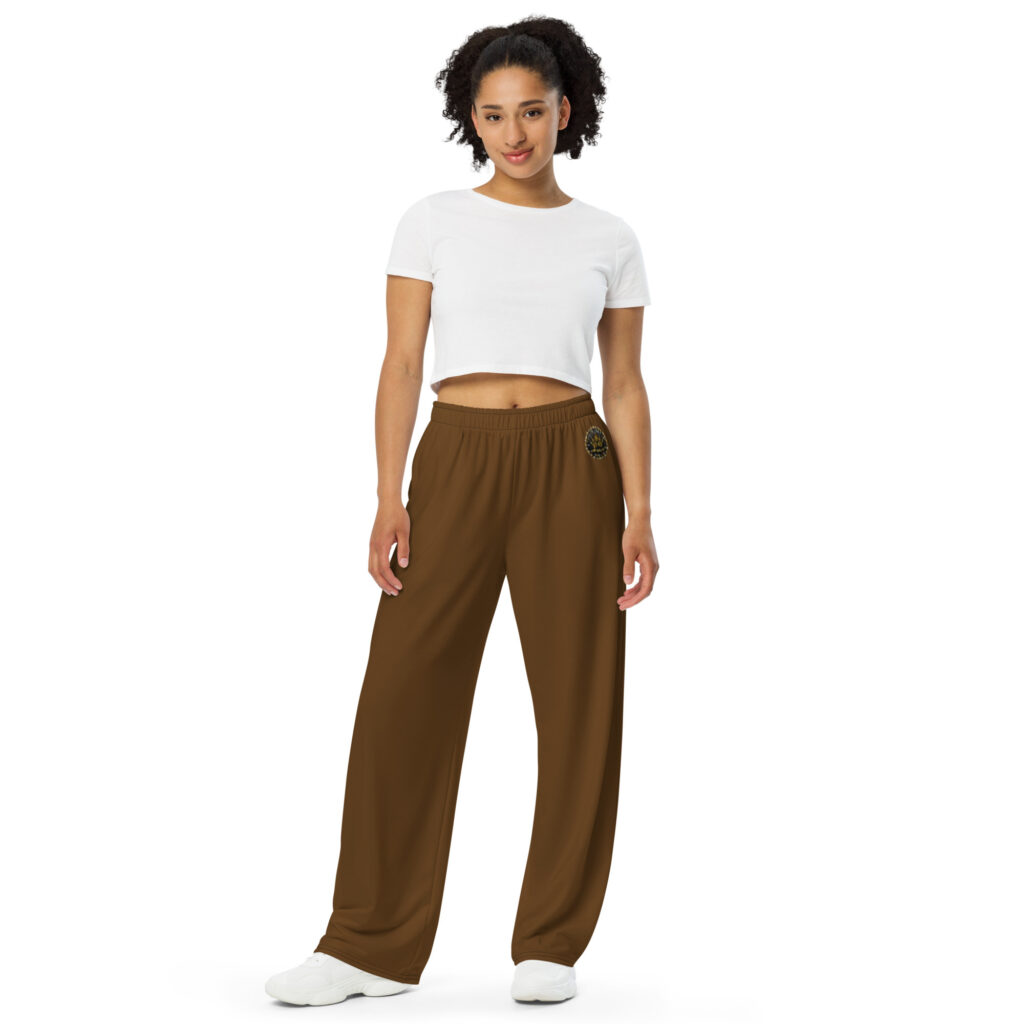 Brown Unisex Wide-leg Pants