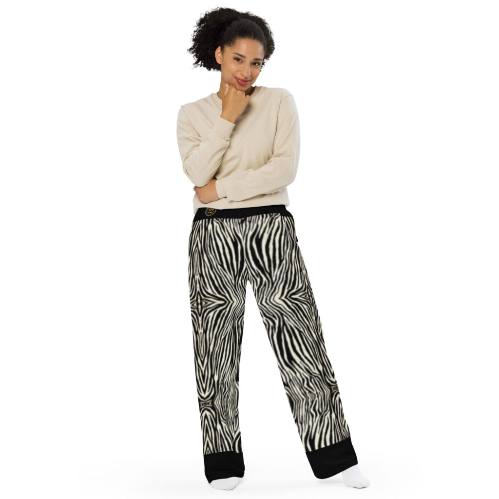 Zebra Black Wide Leg Pants