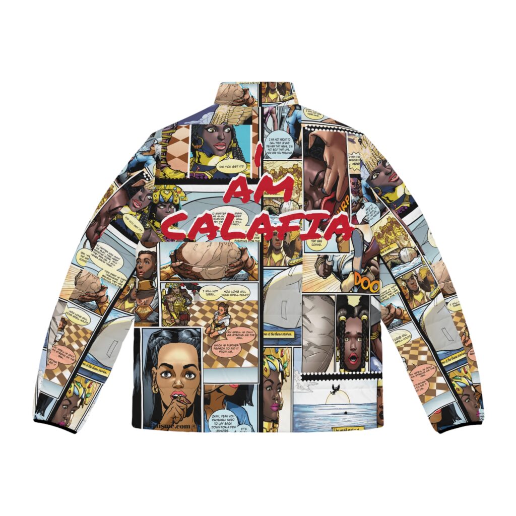 Queen Calafia Comic Pages Puff Jacket - Image 6
