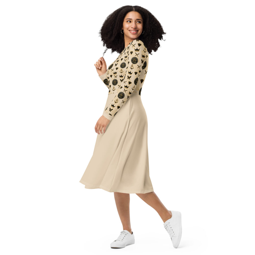 Royal Armor  sleeve midi dress - Image 3